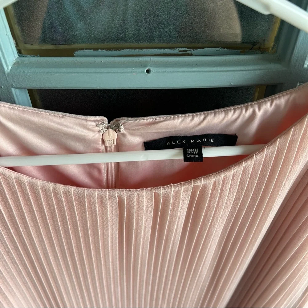 Alex Marie Jordan Sleeveless Cape Pleated Drape Sleeve Dress Pink Lined 1X 18W